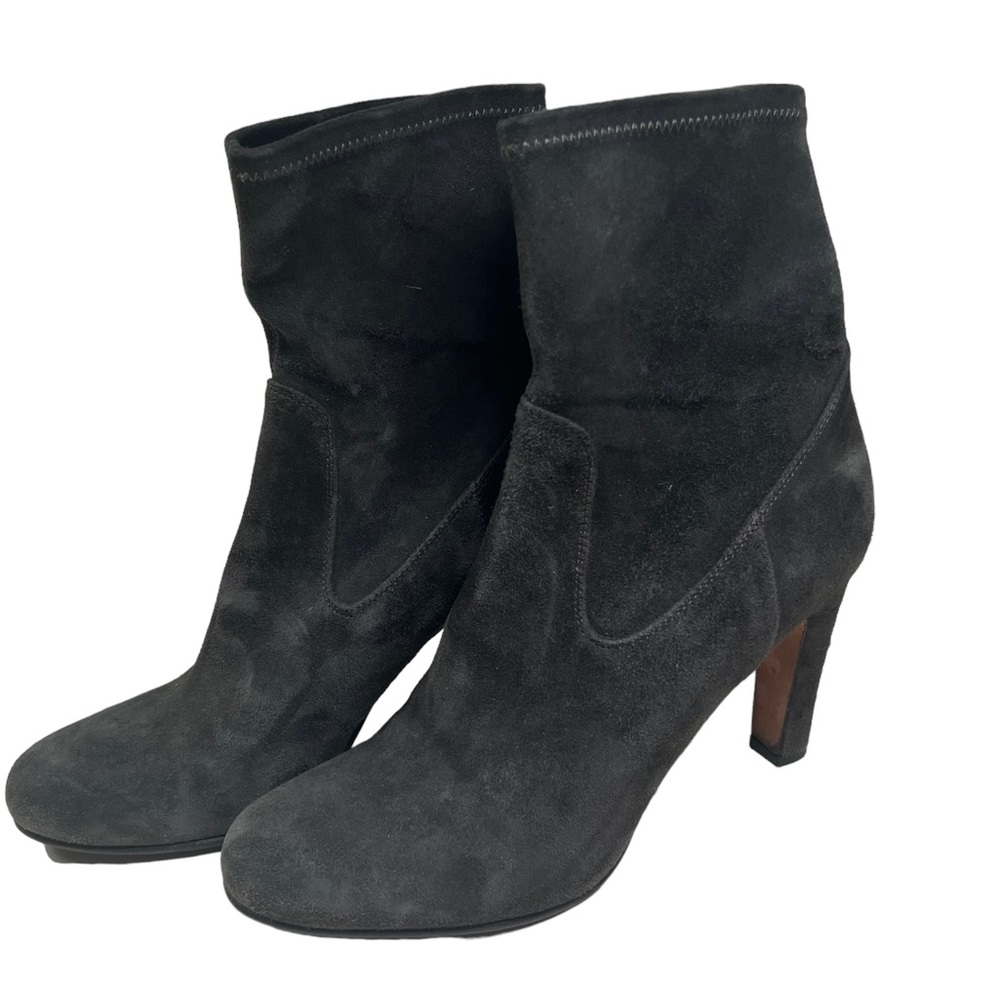 UNUTZER BOOTS Heel Suede Grey Pull On SIZE 40 US 9